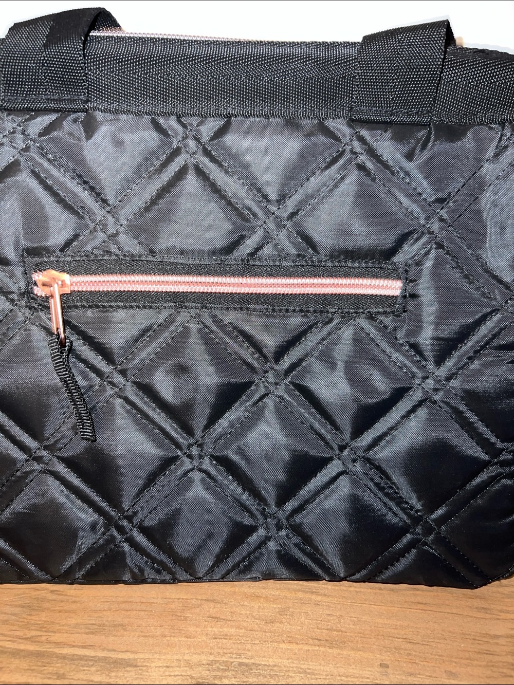 Black Quilted Lunch/Tote Bag with Rose Gold Accent - Picture 5 of 11